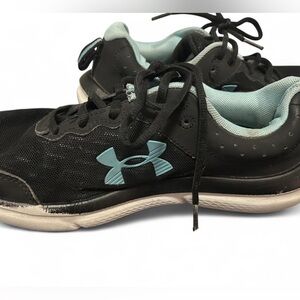 Under Armour Women's Sz 9 Charged Assert 10 Black & Blue Running Shoes Workout